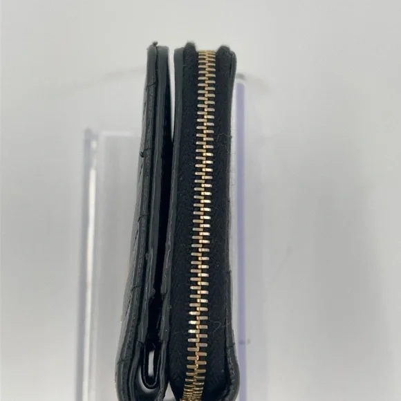 Authentic YSL Black Leather Chevron Pattern Wallet with Gold Logo - Picture 5 of 11